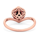 Pear Natural Stone Leaf Chevron Ring