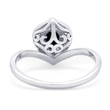 Pear Natural Stone Leaf Chevron Ring