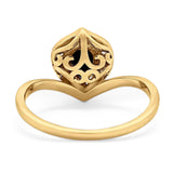 Pear Natural Stone Leaf Chevron Ring