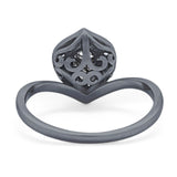 Pear Natural Stone Leaf Chevron Ring