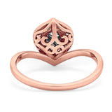 Pear Natural Stone Leaf Chevron Ring