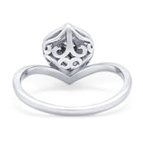 Pear Natural Stone Leaf Chevron Ring