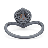 Pear Natural Stone Leaf Chevron Ring