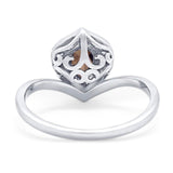 Pear Natural Stone Leaf Chevron Ring