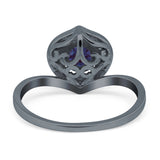 Art Deco Round Natural Stone Leaf Style Ring