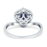 Art Deco Round Natural Stone Leaf Style Ring