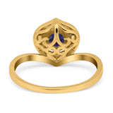 Art Deco Round Natural Stone Leaf Style Ring