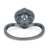 Art Deco Round Natural Stone Leaf Style Ring