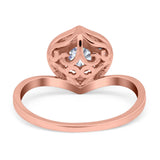 Art Deco Round Natural Stone Leaf Style Ring