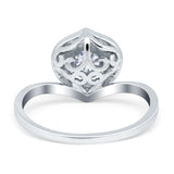 Art Deco Round Natural Stone Leaf Style Ring