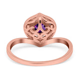 Art Deco Round Natural Stone Leaf Style Ring