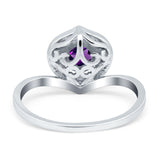 Art Deco Round Natural Stone Leaf Style Ring