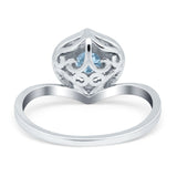 Art Deco Round Natural Stone Leaf Style Ring