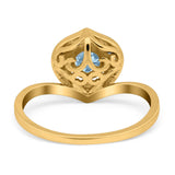 Art Deco Round Natural Stone Leaf Style Ring