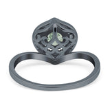 Art Deco Round Natural Stone Leaf Style Ring