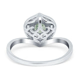 Art Deco Round Natural Stone Leaf Style Ring