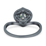 Art Deco Round Natural Stone Leaf Style Ring