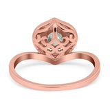 Art Deco Round Natural Stone Leaf Style Ring