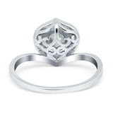 Art Deco Round Natural Stone Leaf Style Ring