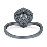 Art Deco Round Natural Stone Leaf Style Ring