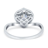 Art Deco Round Natural Stone Leaf Style Ring