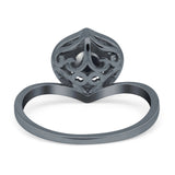 Art Deco Round Natural Stone Leaf Style Ring