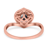 Art Deco Round Natural Stone Leaf Style Ring