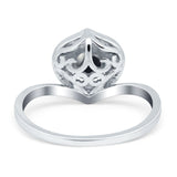 Art Deco Round Natural Stone Leaf Style Ring