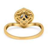 Art Deco Round Natural Stone Leaf Style Ring