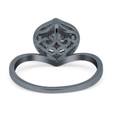 Art Deco Round Natural Stone Leaf Style Ring