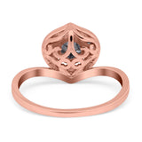 Art Deco Round Natural Stone Leaf Style Ring