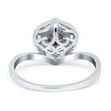 Art Deco Round Natural Stone Leaf Style Ring