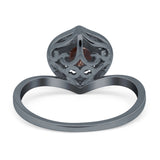 Art Deco Round Natural Stone Leaf Style Ring