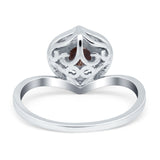 Art Deco Round Natural Stone Leaf Style Ring