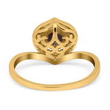 Art Deco Round Natural Stone Leaf Style Ring