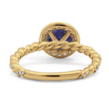 Art Deco Round Natural Stone Halo Ring