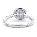 Art Deco Round Natural Stone Halo Ring