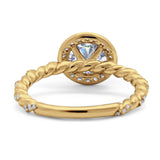 Art Deco Round Natural Stone Halo Ring