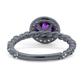 Art Deco Round Natural Stone Halo Ring