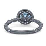 Art Deco Round Natural Stone Halo Ring