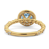 Art Deco Round Natural Stone Halo Ring