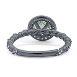 Art Deco Round Natural Stone Halo Ring