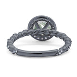 Art Deco Round Natural Stone Halo Ring