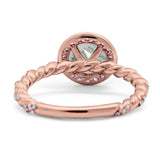 Art Deco Round Natural Stone Halo Ring