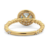 Art Deco Round Natural Stone Halo Ring