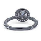 Art Deco Round Natural Stone Halo Ring