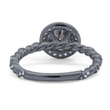 Art Deco Round Natural Stone Halo Ring