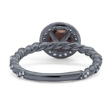 Art Deco Round Natural Stone Halo Ring