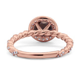 Art Deco Round Natural Stone Halo Ring