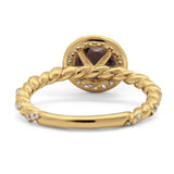 Art Deco Round Natural Stone Halo Ring